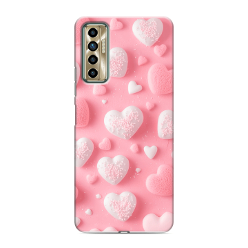 Силиконовый чехол на Tecno Camon 17P с принтом Сердечки