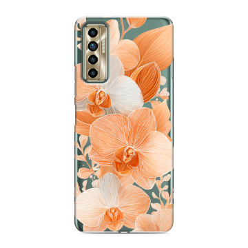 Силиконовый чехол на Tecno Camon 17P с принтом Бежевые цветы Силиконовый чехол на Tecno Camon 17P с принтом Бежевые цветы