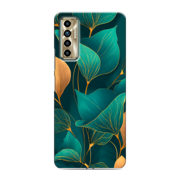 Силиконовый чехол на Tecno Camon 17P с принтом Листья и золото Силиконовый чехол на Tecno Camon 17P с принтом Листья и золото