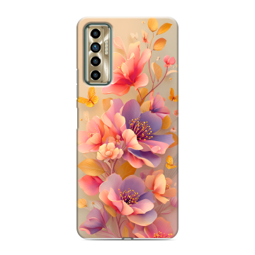 Силиконовый чехол на Tecno Camon 17P с принтом Цветы и бабочки