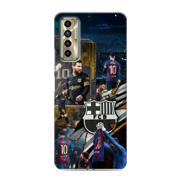 Силиконовый чехол на Tecno Camon 17P с принтом Messi Barcelona
