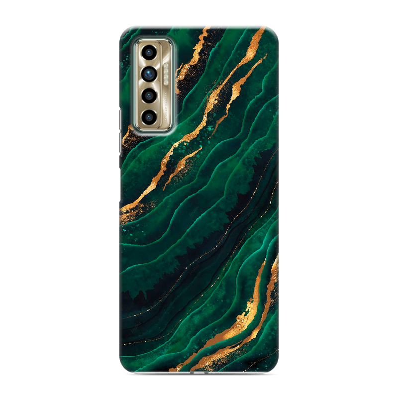 Силиконовый чехол на Tecno Camon 17P с принтом Мрамор зеленое золото Силиконовый чехол на Tecno Camon 17P с принтом Мрамор зеленое золото