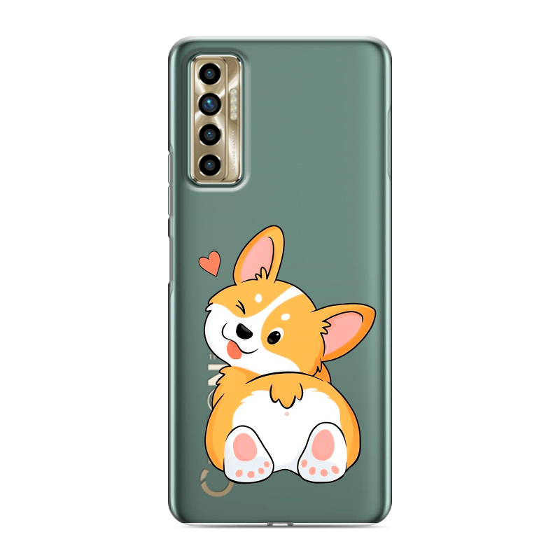 Силиконовый противоударный чехол на Tecno Camon 17P с принтом Корги Силиконовый противоударный чехол на Tecno Camon 17P с принтом Корги