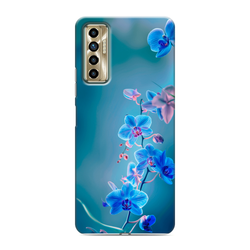 Силиконовый чехол на Tecno Camon 17P с принтом Голубые цветы Силиконовый чехол на Tecno Camon 17P с принтом Голубые цветы