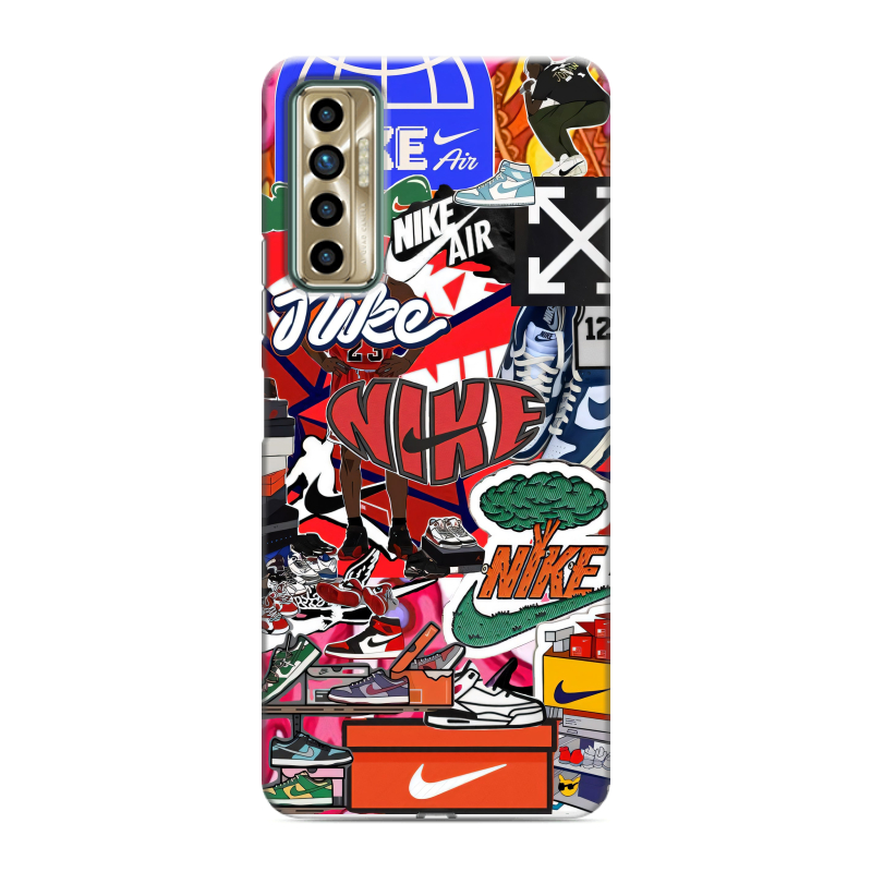 Силиконовый противоударный чехол на Tecno Camon 17P с принтом Найк Nike яркий Силиконовый противоударный чехол на Tecno Camon 17P с принтом Найк Nike яркий