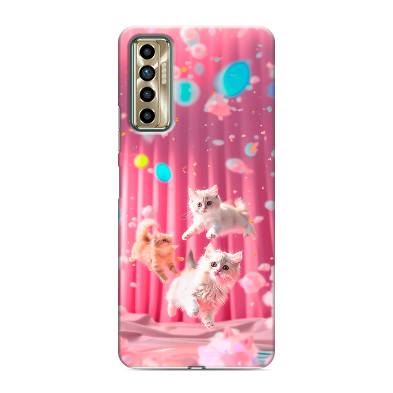 Силиконовый противоударный чехол на Tecno Camon 17P с принтом милые котики Силиконовый противоударный чехол на Tecno Camon 17P с принтом милые котики
