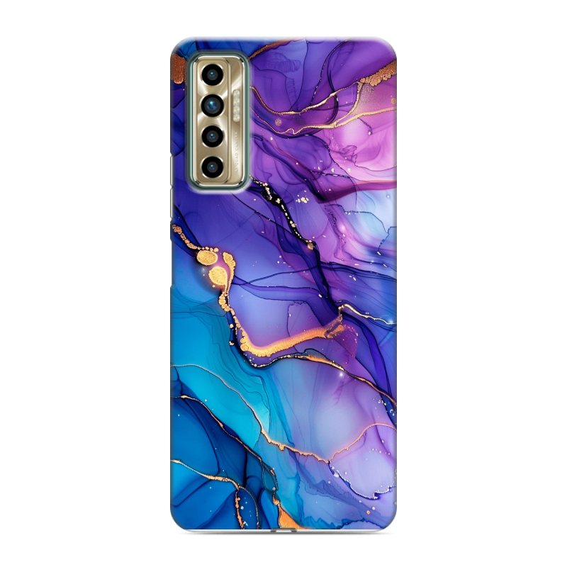 Силиконовый противоударный чехол на Tecno Camon 17P с принтом синий мрамор Силиконовый противоударный чехол на Tecno Camon 17P с принтом синий мрамор