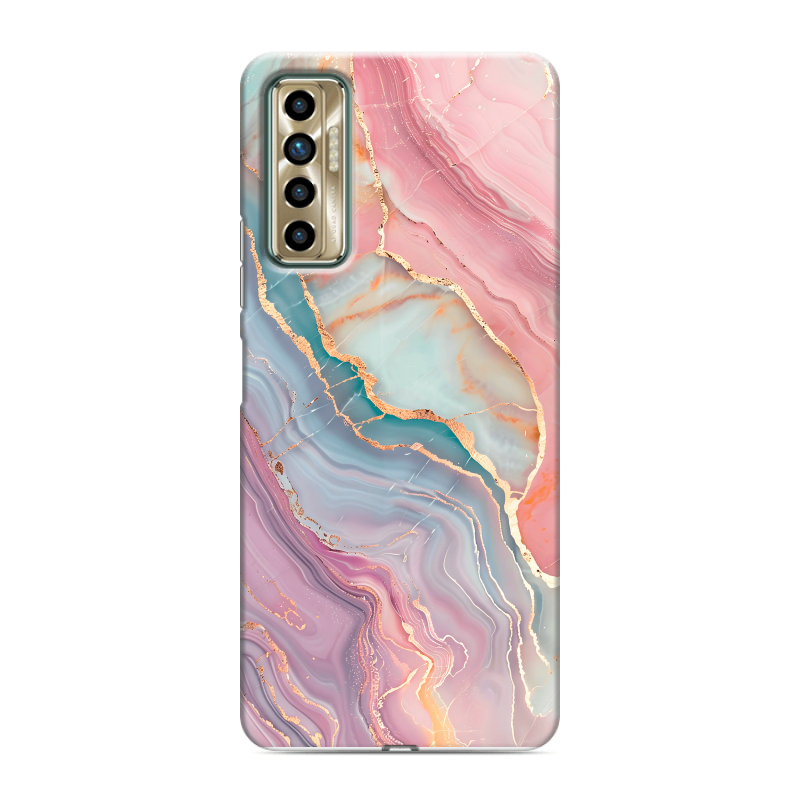 Силиконовый противоударный чехол на Tecno Camon 17P с принтом розовый мрамор Силиконовый противоударный чехол на Tecno Camon 17P с принтом розовый мрамор