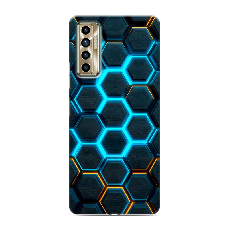 Силиконовый противоударный чехол на Tecno Camon 17P с принтом Неоновые соты Силиконовый противоударный чехол на Tecno Camon 17P с принтом Неоновые соты