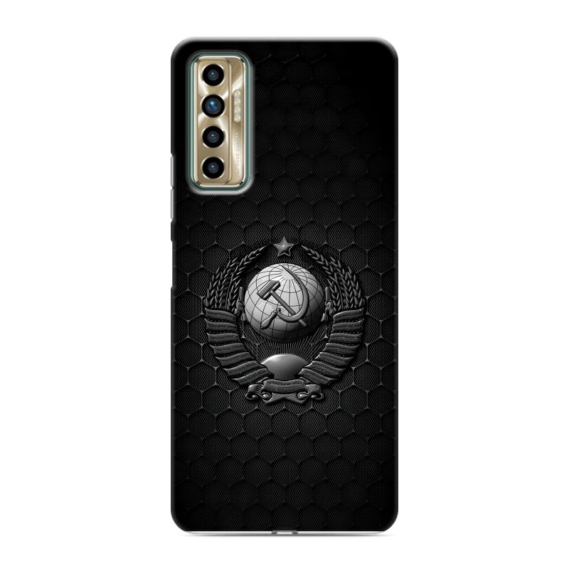 Силиконовый противоударный чехол на Tecno Camon 17P с принтом Герб Флаг СССР Силиконовый противоударный чехол на Tecno Camon 17P с принтом Герб Флаг СССР