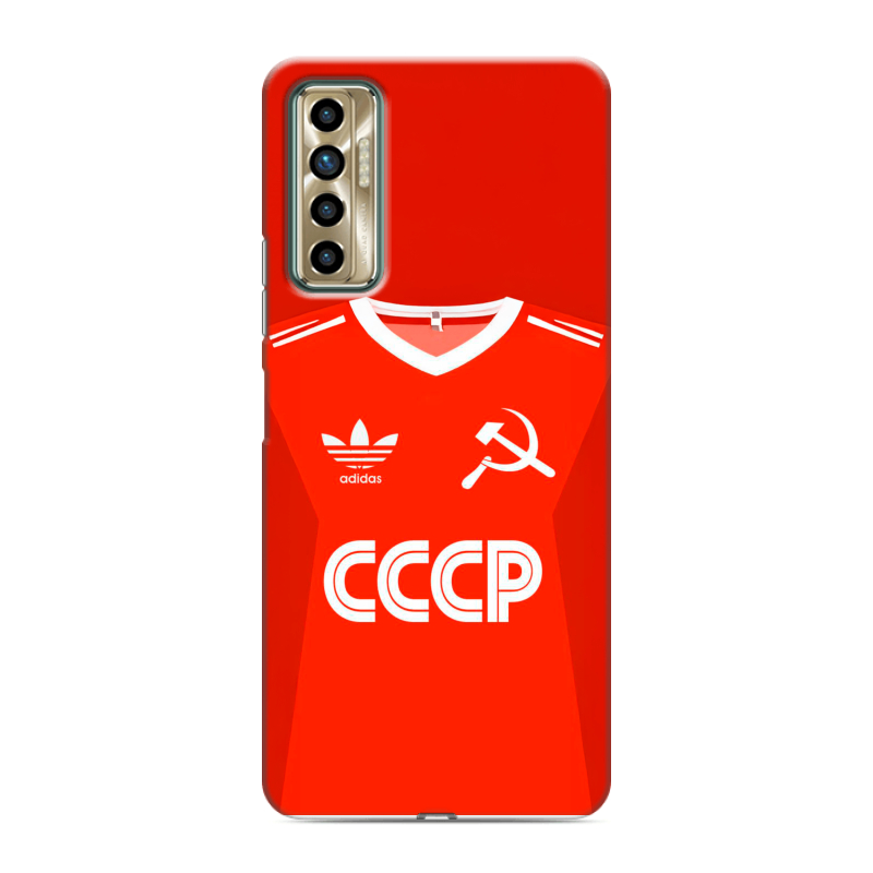 Силиконовый противоударный чехол на Tecno Camon 17P с принтом Флаг Герб СССР Силиконовый противоударный чехол на Tecno Camon 17P с принтом Флаг Герб СССР