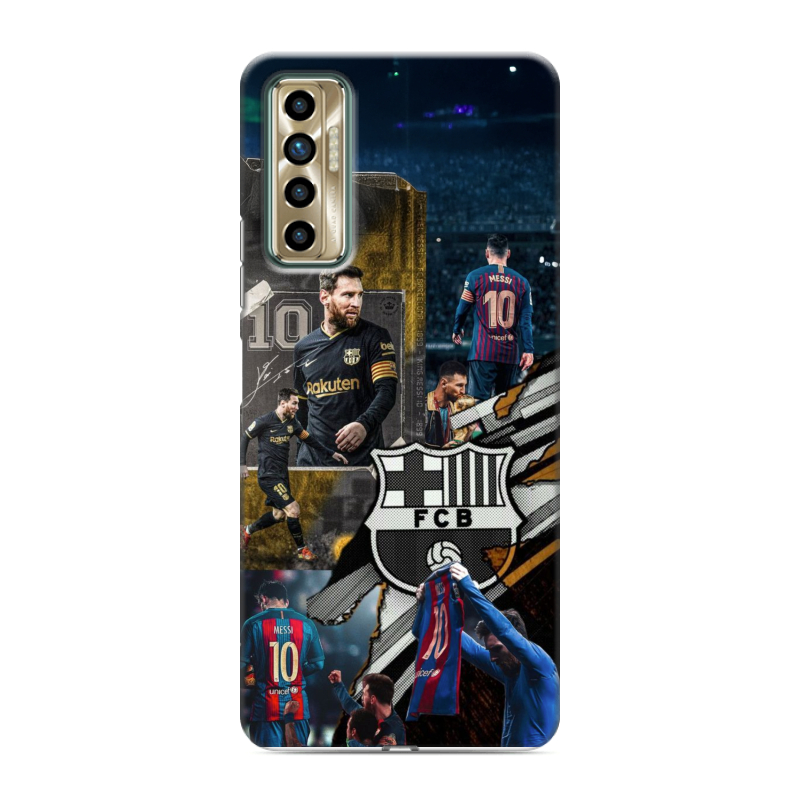 Силиконовый противоударный чехол на Tecno Camon 17P с принтом Messi Barcelona Силиконовый противоударный чехол на Tecno Camon 17P с принтом Messi Barcelona