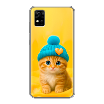 Силиконовый чехол на ZTE Blade A31 с принтом Котенок в шапке