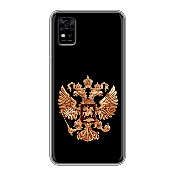 Силиконовый чехол на ZTE Blade A31 с принтом Герб России золотой Силиконовый чехол на ZTE Blade A31 с принтом Герб России золотой