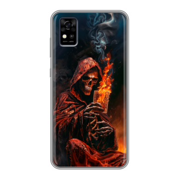 Силиконовый чехол на ZTE Blade A31 с принтом Скелет и карты