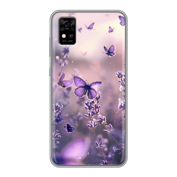Силиконовый чехол на ZTE Blade A31 с принтом бабочки и лаванда Силиконовый чехол на ZTE Blade A31 с принтом бабочки и лаванда