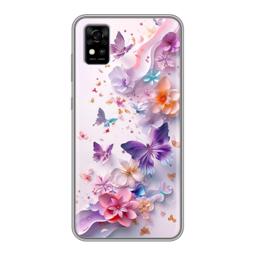 Силиконовый чехол на ZTE Blade A31 с принтом цветы бабочки Силиконовый чехол на ZTE Blade A31 с принтом цветы бабочки
