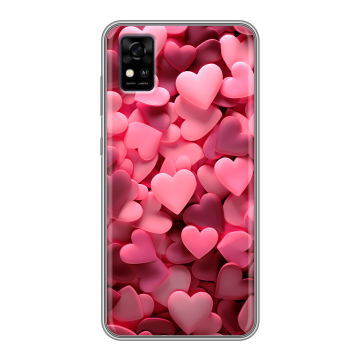 Силиконовый чехол на ZTE Blade A31 с принтом розовые сердечки