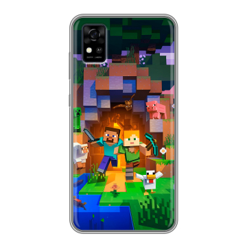 Силиконовый чехол на ZTE Blade A31 с принтом Майнкрафт Minecraft Силиконовый чехол на ZTE Blade A31 с принтом Майнкрафт Minecraft