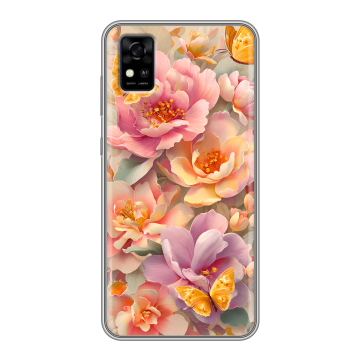 Силиконовый чехол на ZTE Blade A31 с принтом Цветы и бабочки