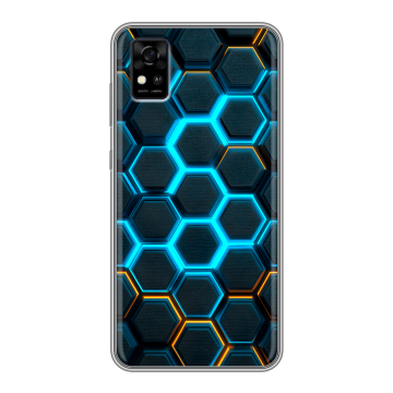 Силиконовый чехол на ZTE Blade A31 с принтом Неоновые соты