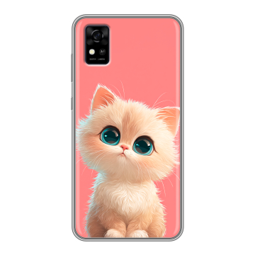 Силиконовый чехол на ZTE Blade A31 с принтом Розовый котенок