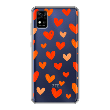 Силиконовый чехол на ZTE Blade A31 с принтом Сердечки