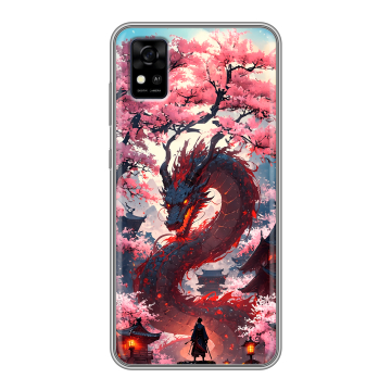 Силиконовый чехол на ZTE Blade A31 с принтом Дракон Японский Силиконовый чехол на ZTE Blade A31 с принтом Дракон Японский