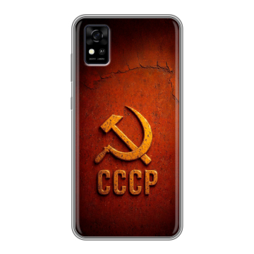 Силиконовый чехол на ZTE Blade A31 с принтом Флаг Герб СССР