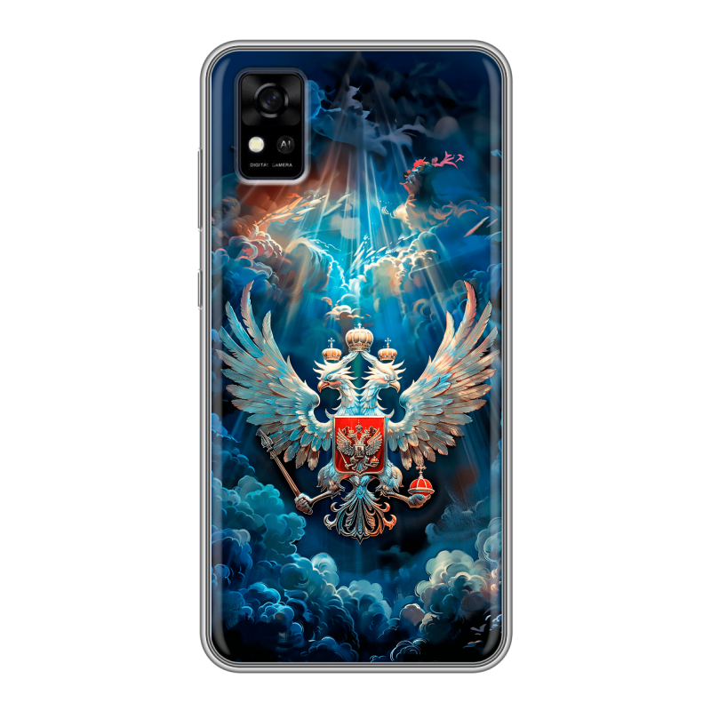 Силиконовый чехол на ZTE Blade A31 с принтом Герб флаг России Силиконовый чехол на ZTE Blade A31 с принтом Герб флаг России