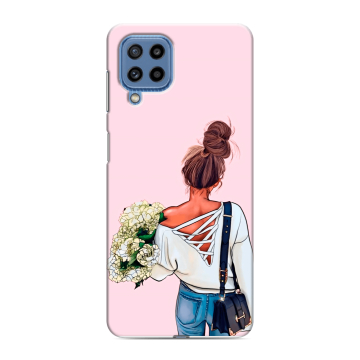Силиконовый чехол на Samsung Galaxy M32 с принтом Девушка и букет Силиконовый чехол на Samsung Galaxy M32 с принтом Девушка и букет