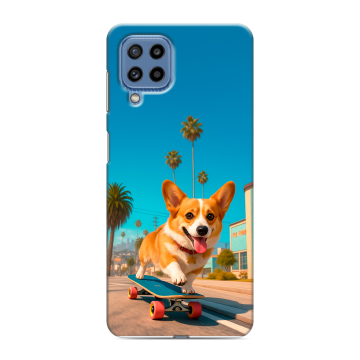 Силиконовый чехол на Samsung Galaxy M32 с принтом Корги на скейте Силиконовый чехол на Samsung Galaxy M32 с принтом Корги на скейте