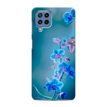 Силиконовый чехол на Samsung Galaxy M32 с принтом Голубые цветы Силиконовый чехол на Samsung Galaxy M32 с принтом Голубые цветы