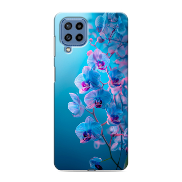 Силиконовый чехол на Samsung Galaxy M32 с принтом голубые орхидеи Силиконовый чехол на Samsung Galaxy M32 с принтом голубые орхидеи