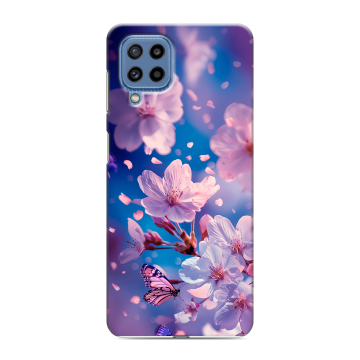 Силиконовый чехол на Samsung Galaxy M32 с принтом цветы бабочки Силиконовый чехол на Samsung Galaxy M32 с принтом цветы бабочки