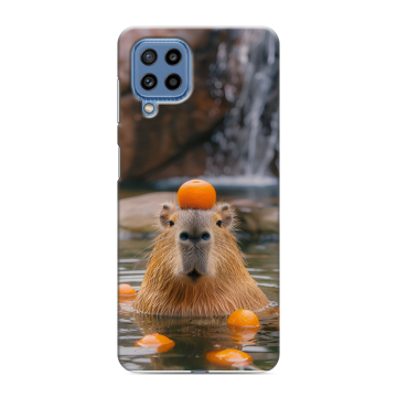 Силиконовый чехол на Samsung Galaxy M32 с принтом Капибара с апельсином Силиконовый чехол на Samsung Galaxy M32 с принтом Капибара с апельсином