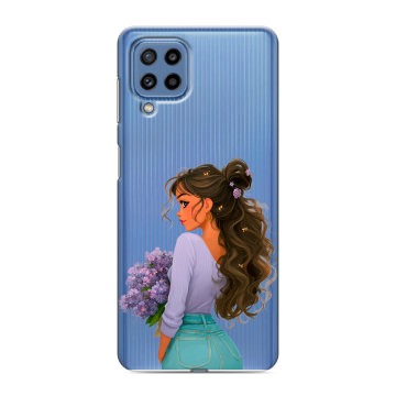 Силиконовый чехол на Samsung Galaxy M32 с принтом девушка цветы Силиконовый чехол на Samsung Galaxy M32 с принтом девушка цветы