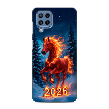 Силиконовый чехол на Samsung Galaxy M32 с принтом Новый год коня Силиконовый чехол на Samsung Galaxy M32 с принтом Новый год коня