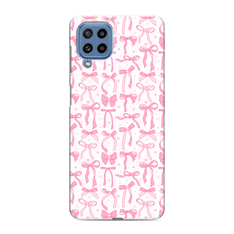 Силиконовый противоударный чехол на Samsung Galaxy M32 с принтом Розовые бантики Силиконовый противоударный чехол на Samsung Galaxy M32 с принтом Розовые бантики