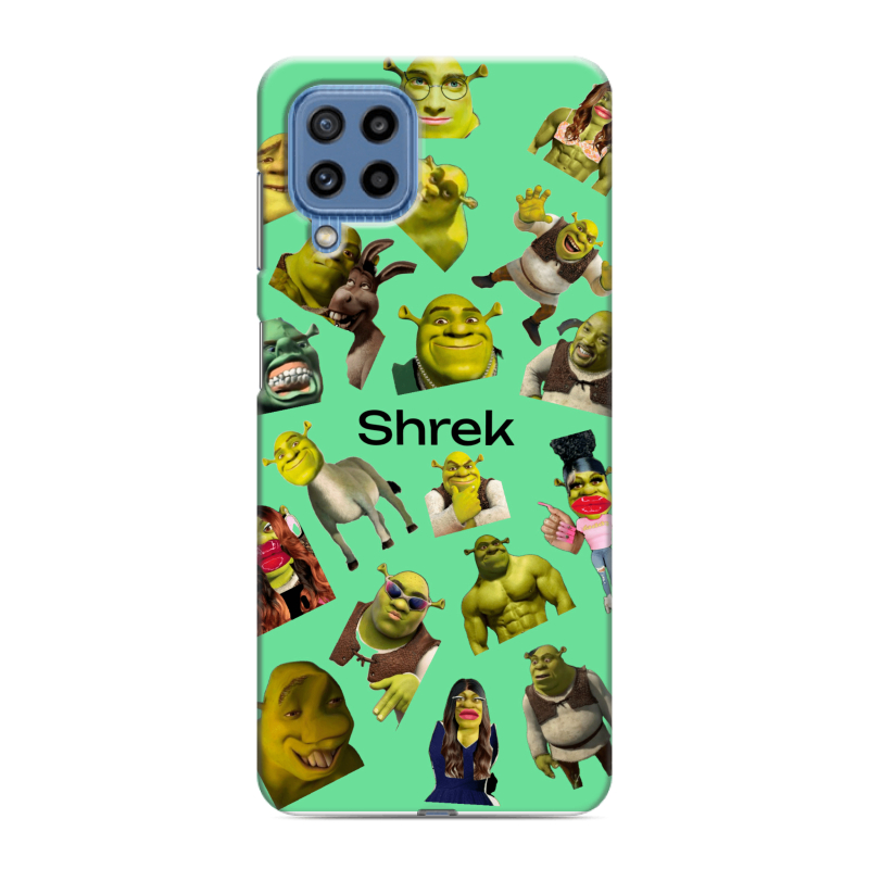 Силиконовый противоударный чехол на Samsung Galaxy M32 с принтом Шрек Shrek Силиконовый противоударный чехол на Samsung Galaxy M32 с принтом Шрек Shrek