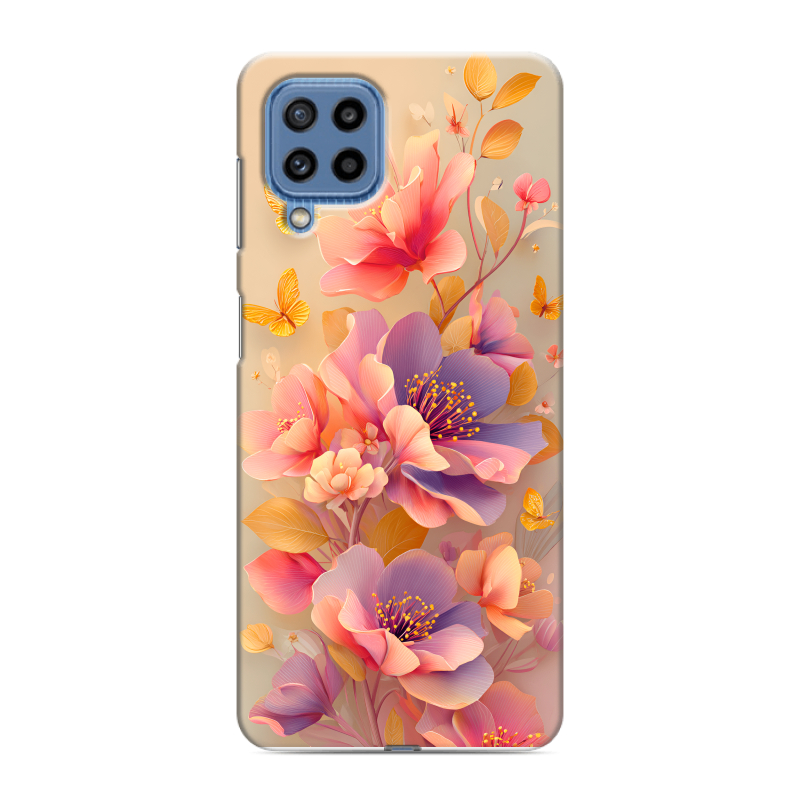 Силиконовый противоударный чехол на Samsung Galaxy M32 с принтом Цветы и бабочки Силиконовый противоударный чехол на Samsung Galaxy M32 с принтом Цветы и бабочки