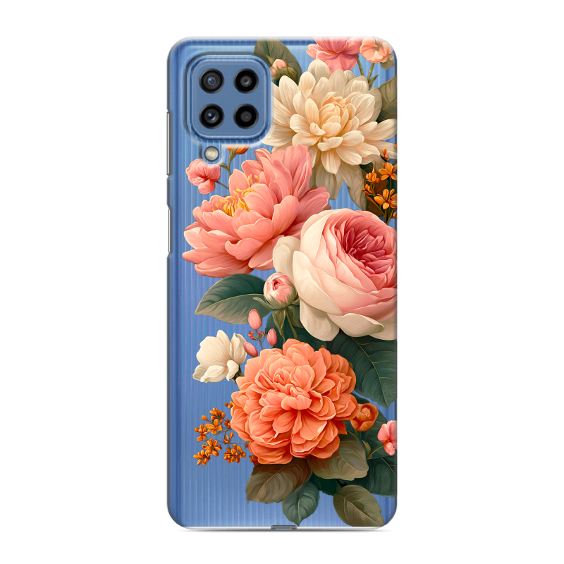 Силиконовый противоударный чехол на Samsung Galaxy M32 с принтом цветы Силиконовый противоударный чехол на Samsung Galaxy M32 с принтом цветы