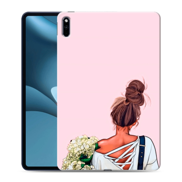 Силиконовый противоударный чехол на планшета Huawei MatePad Pro 10.8 (2021) с принтом Девушка и букет Силиконовый противоударный чехол на планшета Huawei MatePad Pro 10.8 (2021) с принтом Девушка и букет