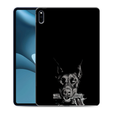 Силиконовый противоударный чехол на планшета Huawei MatePad Pro 10.8 (2021) с принтом Доберман и пистолет