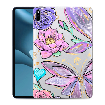 Силиконовый противоударный чехол на Huawei MatePad Pro 10.8 (2021) с принтом Бабочки и цветы Силиконовый противоударный чехол на Huawei MatePad Pro 10.8 (2021) с принтом Бабочки и цветы