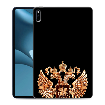 Силиконовый противоударный чехол на Huawei MatePad Pro 10.8 (2021) с принтом Герб России золотой