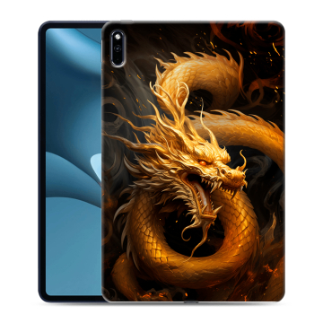 Силиконовый противоударный чехол на Huawei MatePad Pro 10.8 (2021) с принтом Золотой дракон