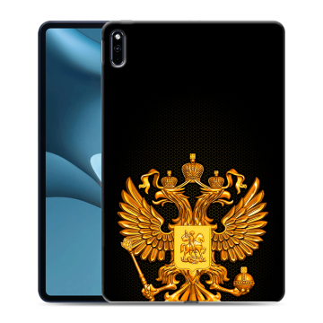 Силиконовый противоударный чехол на Huawei MatePad Pro 10.8 (2021) с принтом Герб России желтый