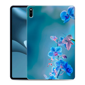 Силиконовый противоударный чехол на Huawei MatePad Pro 10.8 (2021) с принтом Голубые цветы