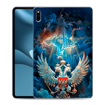 Силиконовый противоударный чехол на Huawei MatePad Pro 10.8 (2021) с принтом Герб флаг России Силиконовый противоударный чехол на Huawei MatePad Pro 10.8 (2021) с принтом Герб флаг России